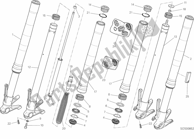 All parts for the Front Fork of the Ducati Monster 797 Thailand 2018